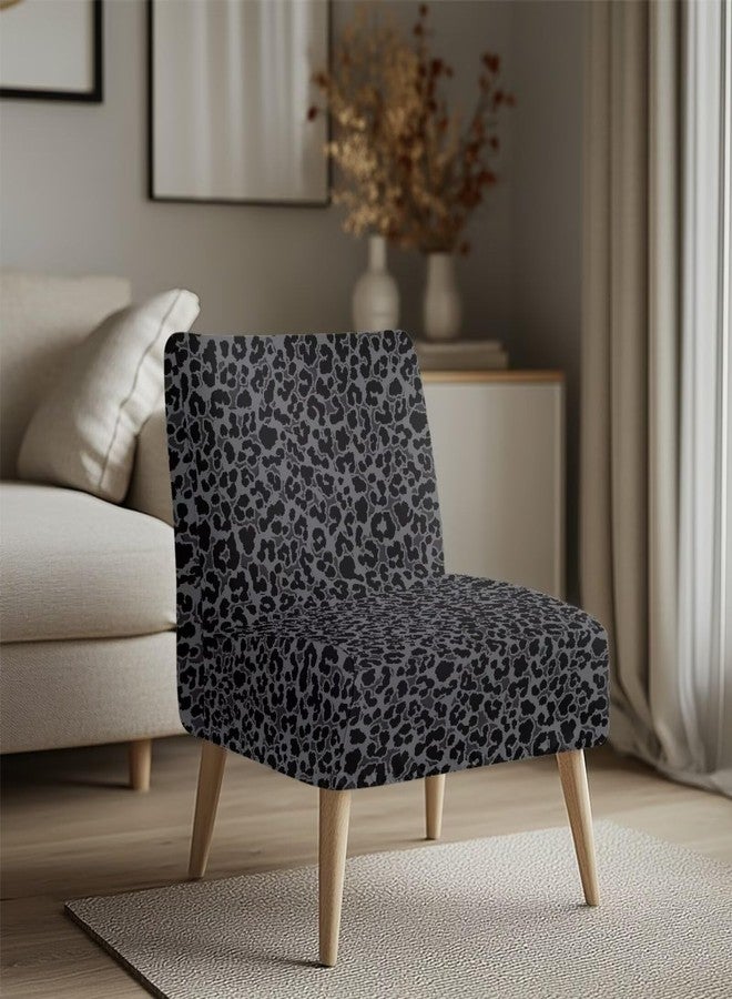 Talayituse Black Leopard Print Accent Chair Cover Slipcover, Armless Stretch Super Soft Chair Slipcovers for Armless Chair Furniture Protector with Elastic Bottom, Pack of 1 - Image 3